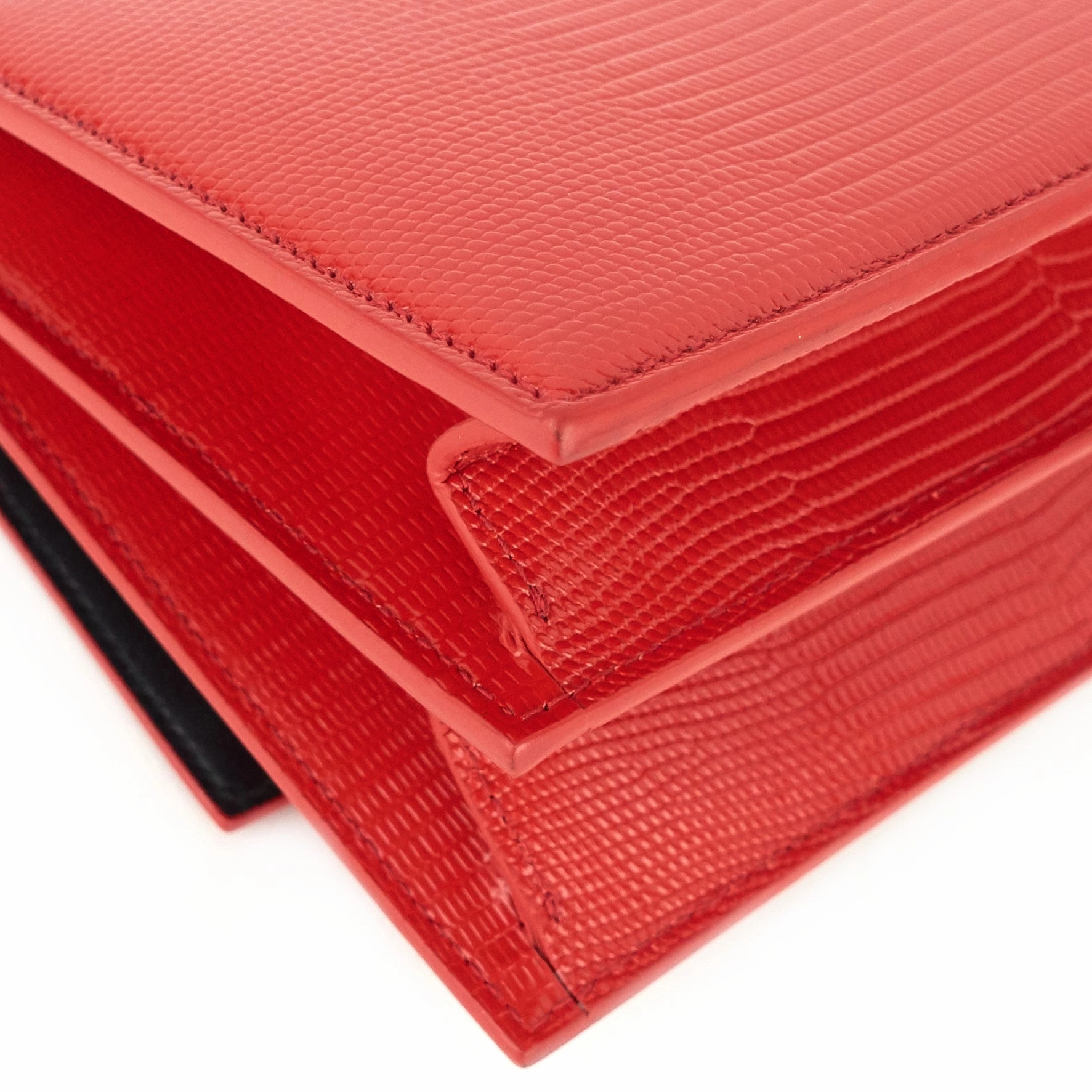 Sharp Lizard Embossed Leather Flap Bag