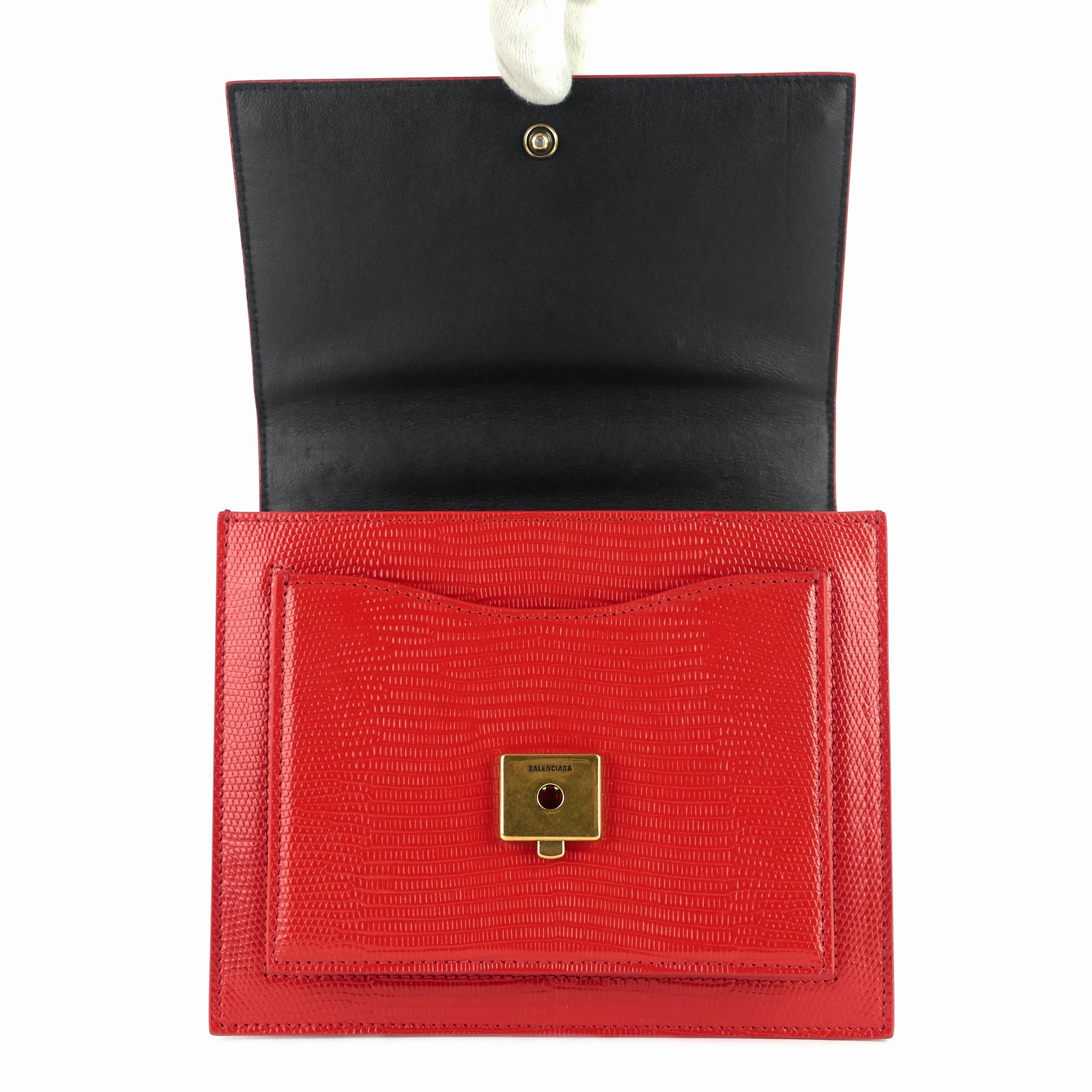 Sharp Lizard Embossed Leather Flap Bag