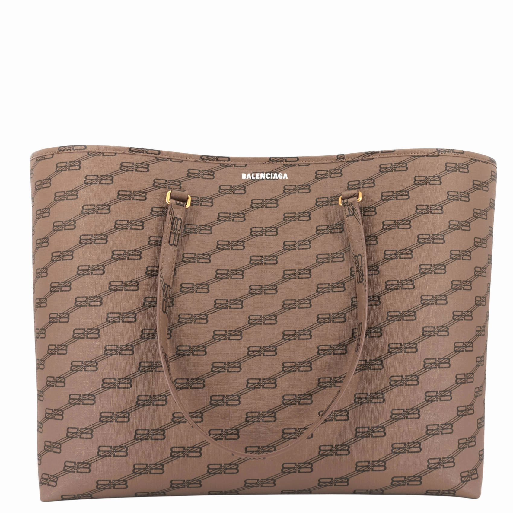 Signature East-West Shopper Large BB Monogram Coated Canvas Tote Bag