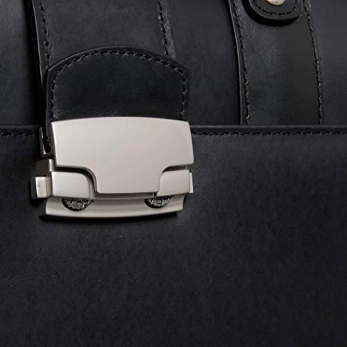 Single Piece Black Litigator Briefcase, Leather Carriage Bag, Business And Softside Type, Locking