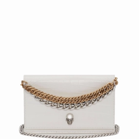 Skull Mini Bag 2 Chain Croc ,Soft Ivory