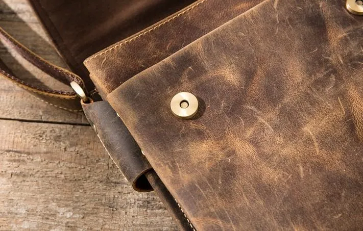 Small Leather Vintage Mens Cool Messenger Bags Shoulder Bags  for Men