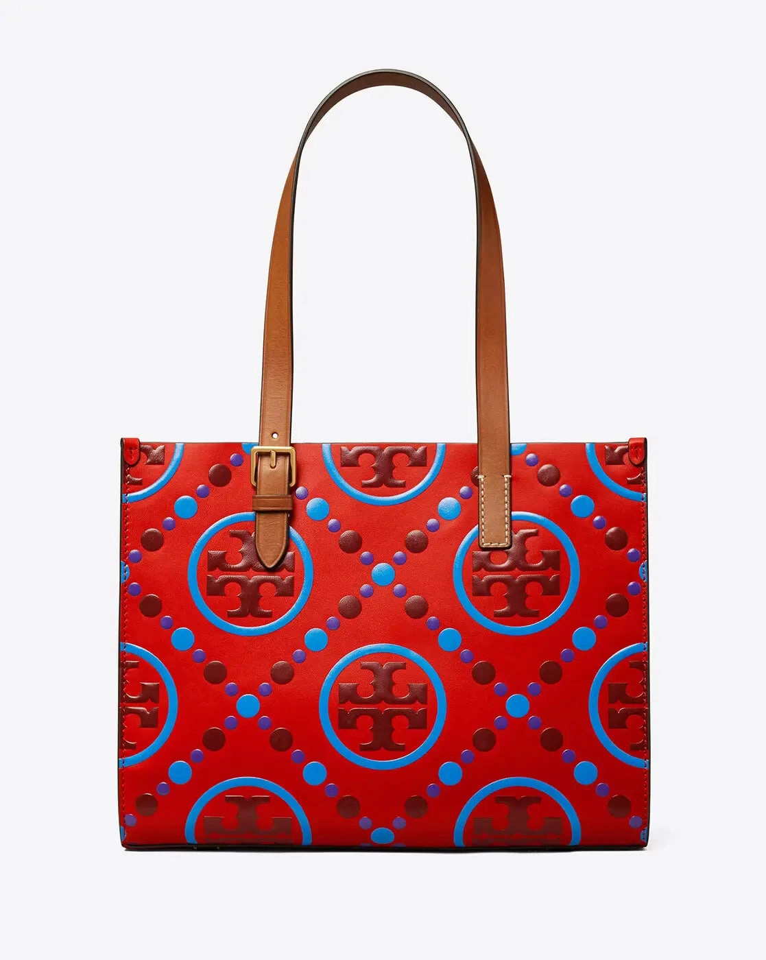 Small T Monogram Contrast Embossed Tote Bag