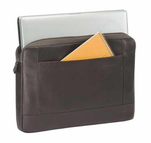 Solo 16 Inch Leather Laptop Sleeve, Espresso