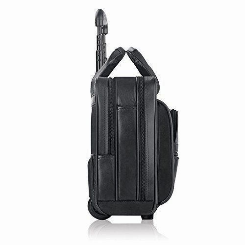 Solo Franklin Premium Leather 15.6 Inch Rolling Laptop Case, Black
