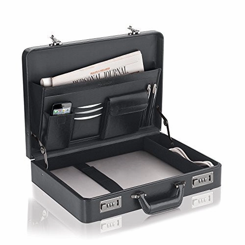 Solo Premium Leather 16 Inch Laptop Attach, Hard-Sided With Combination Locks, Black