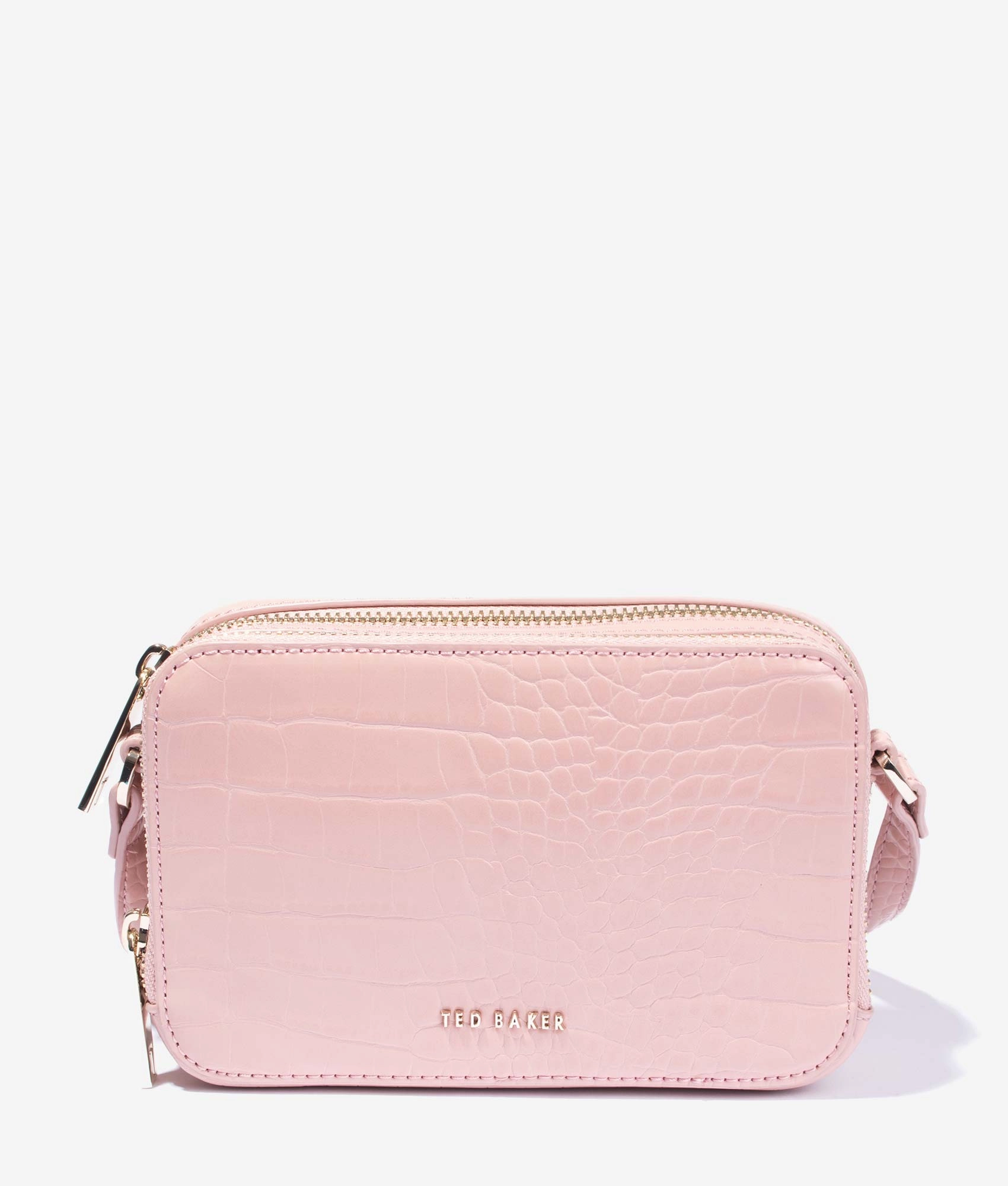 Stina croc effect camera bag in pale pink