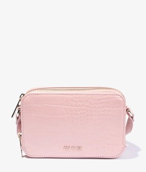 Stina croc effect camera bag in pale pink