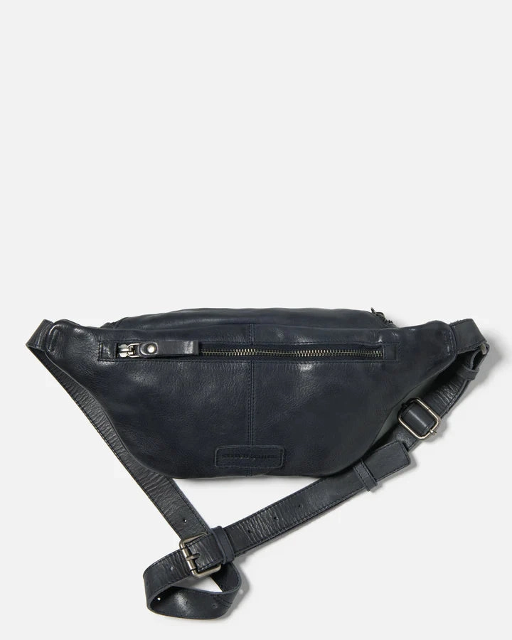 STITCH & HIDE LEATHER NEWTOWN SHOULDER CROSSBODY BAG indigo blue - FREE WALLET POUCH