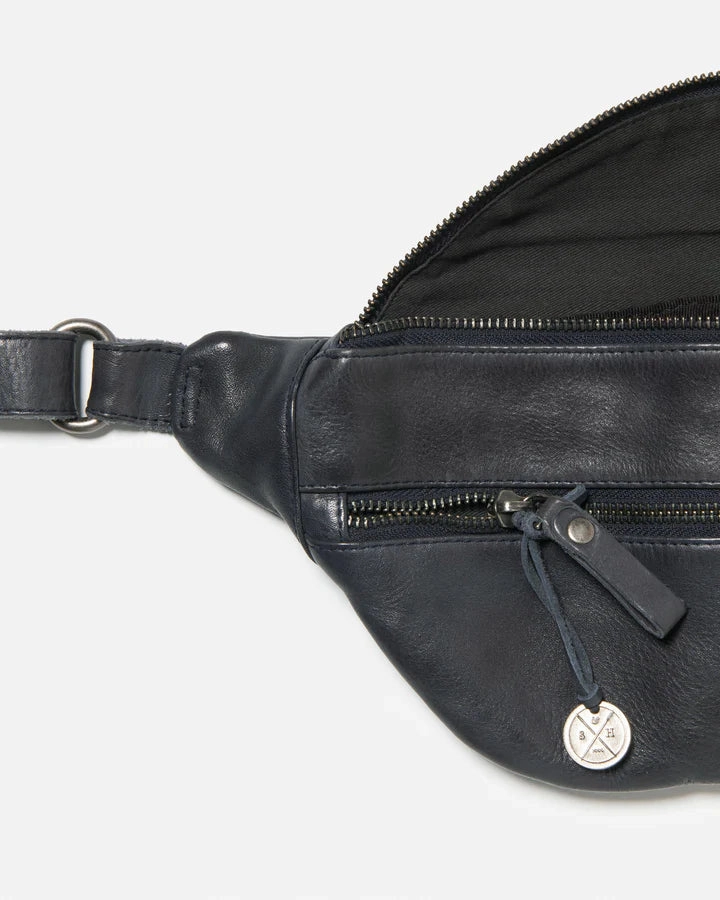 STITCH & HIDE LEATHER NEWTOWN SHOULDER CROSSBODY BAG indigo blue - FREE WALLET POUCH