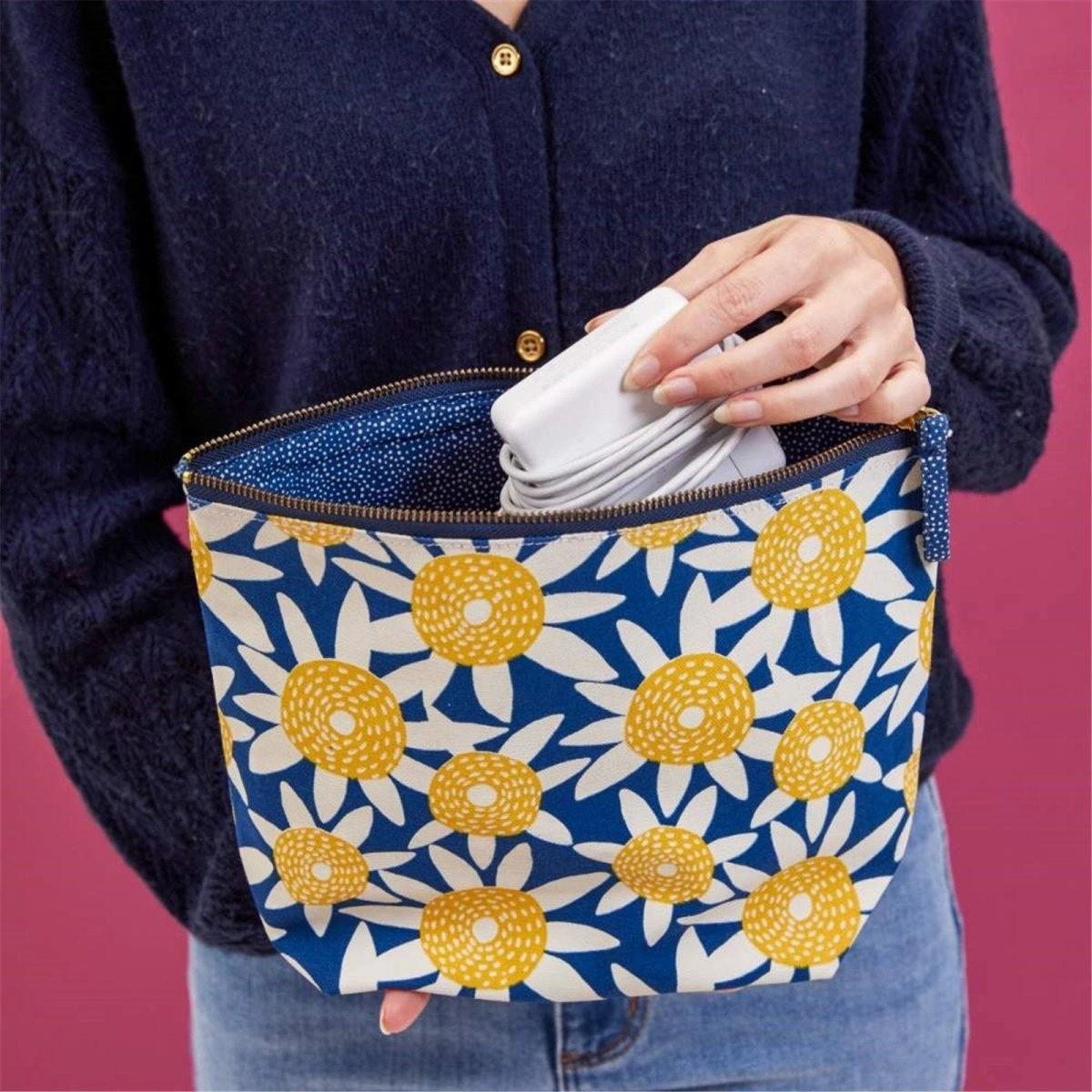Straw Sunflower Yellow Pouch Large