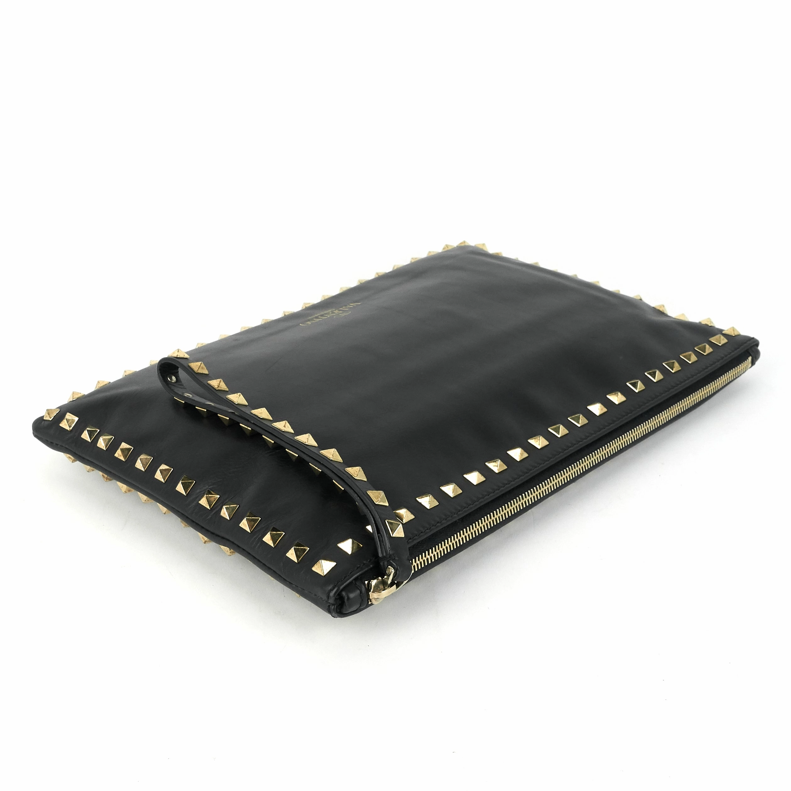 Stud Lambskin Leather Clutch Bag