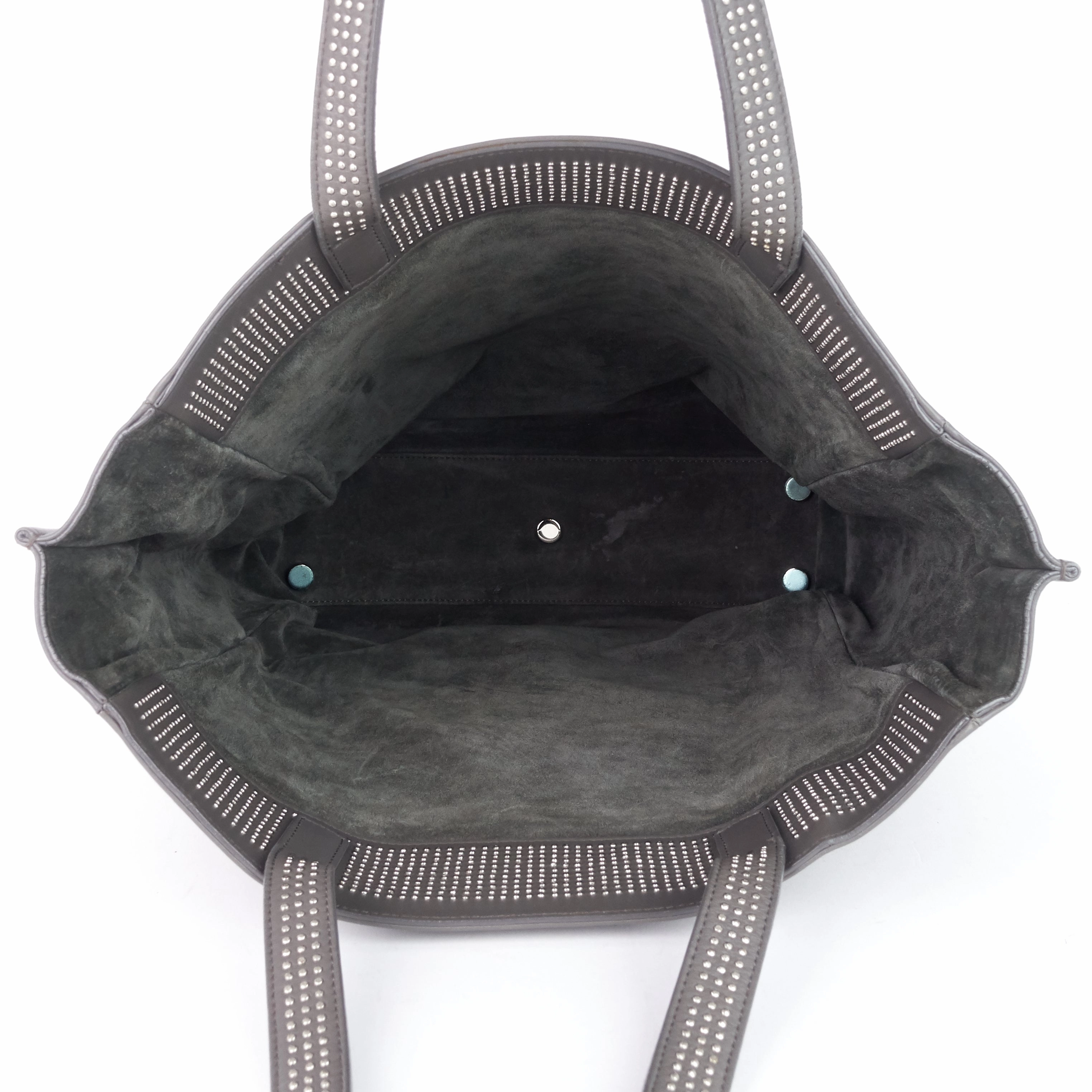 Studded Reversible Leather and Suede Tote Bag