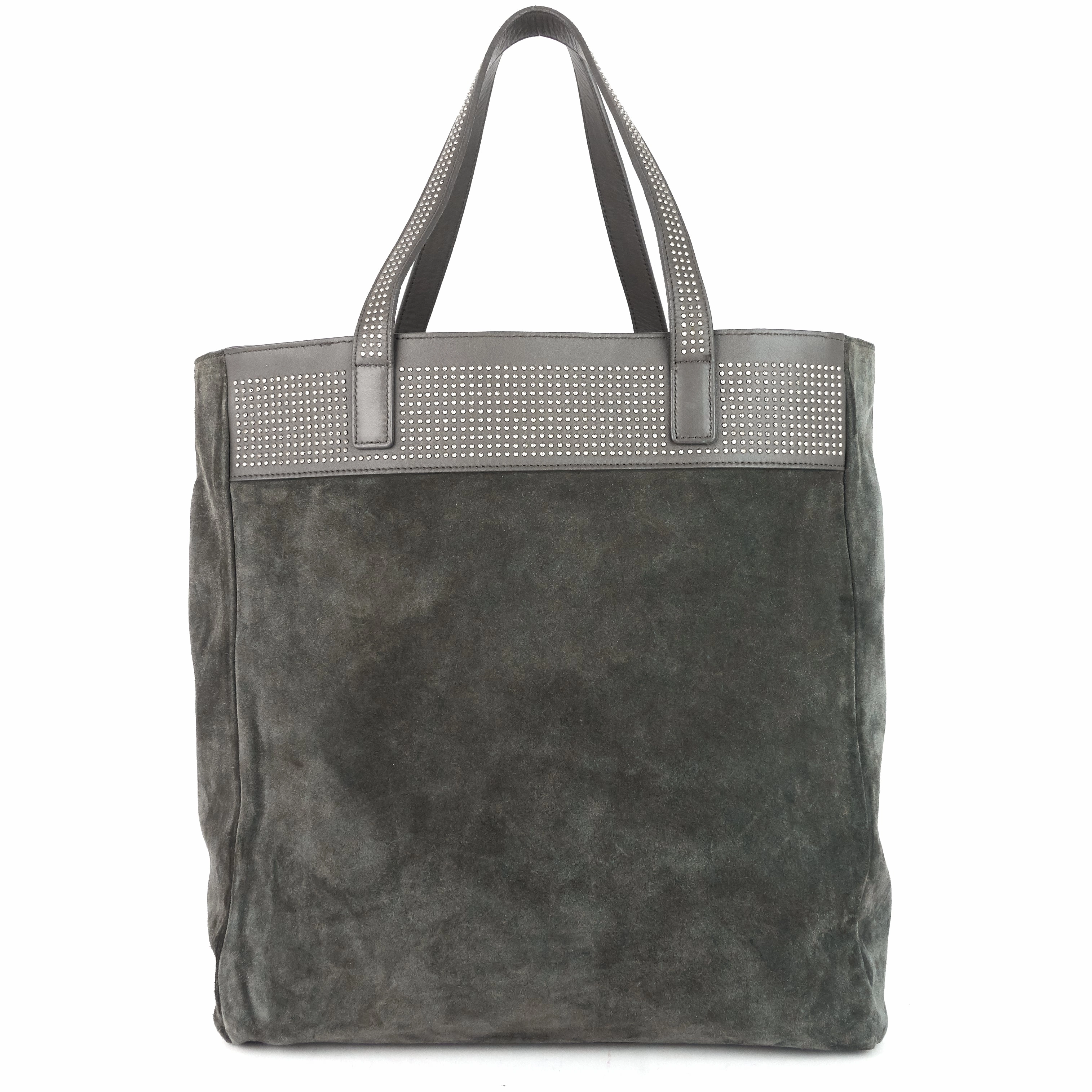 Studded Reversible Leather and Suede Tote Bag