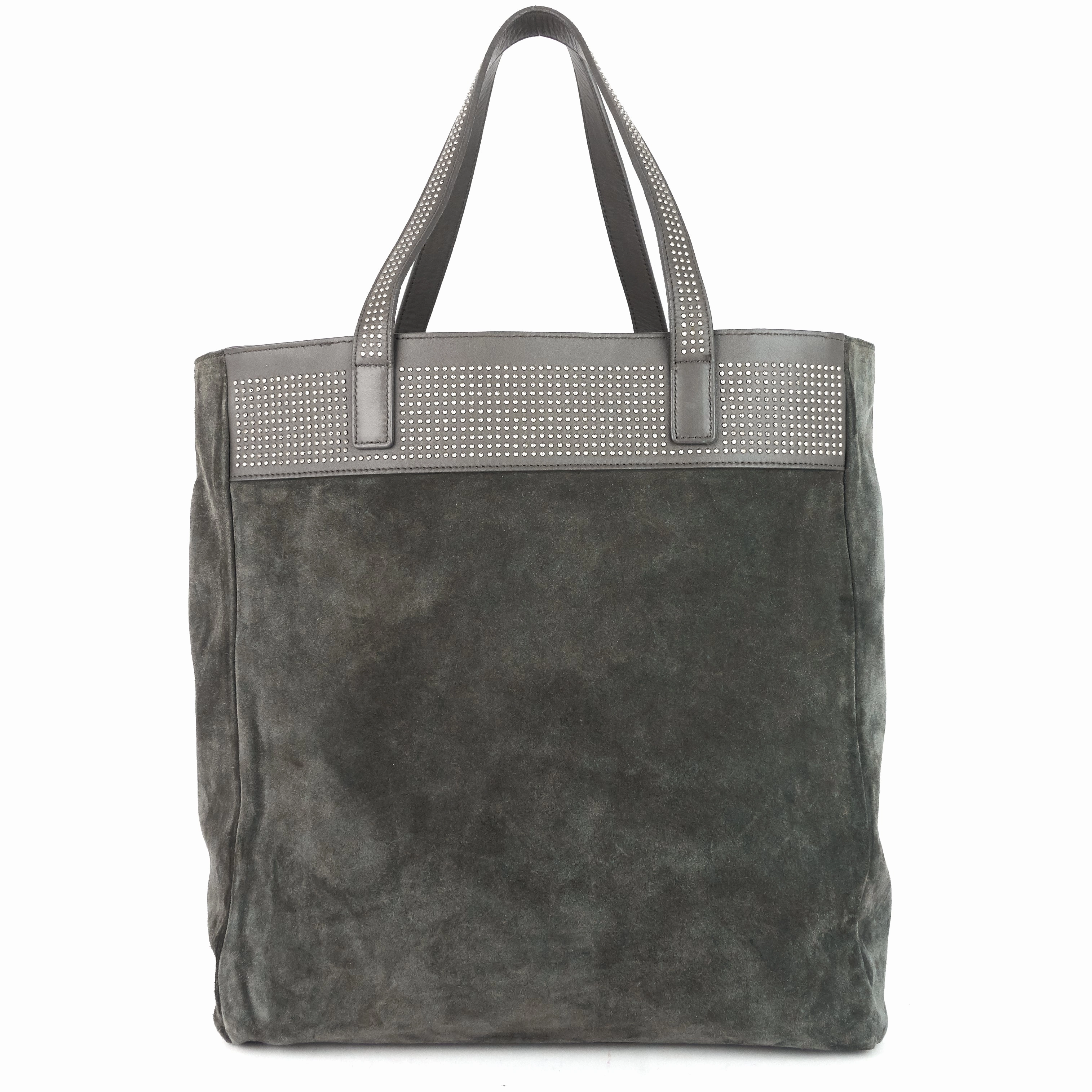 Studded Reversible Leather and Suede Tote Bag