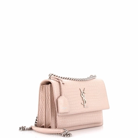 Sunset Crossbody Bag Crocodile Embossed Leather Medium
