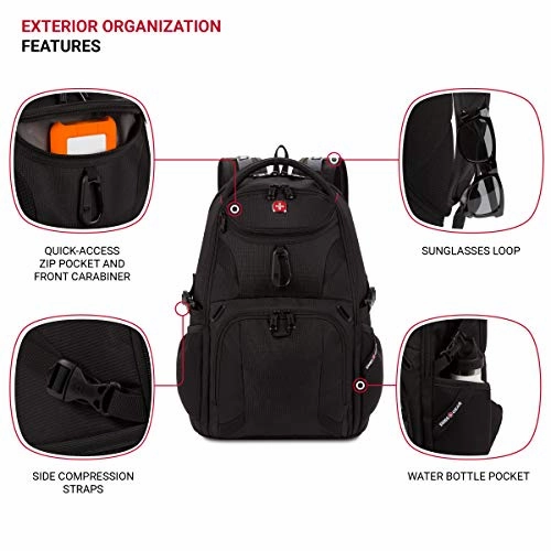 SWISSGEAR 1900 ScanSmart Mini/Slim Version Laptop Backpack | Fits Most 13 Inch Laptops and Tablets | TSA Friendly Backpack | Ideal for Work, Travel, School, College, and Commuting, 16 x 11 x 6- Black