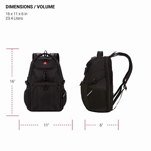 SWISSGEAR 1900 ScanSmart Mini/Slim Version Laptop Backpack | Fits Most 13 Inch Laptops and Tablets | TSA Friendly Backpack | Ideal for Work, Travel, School, College, and Commuting, 16 x 11 x 6- Black