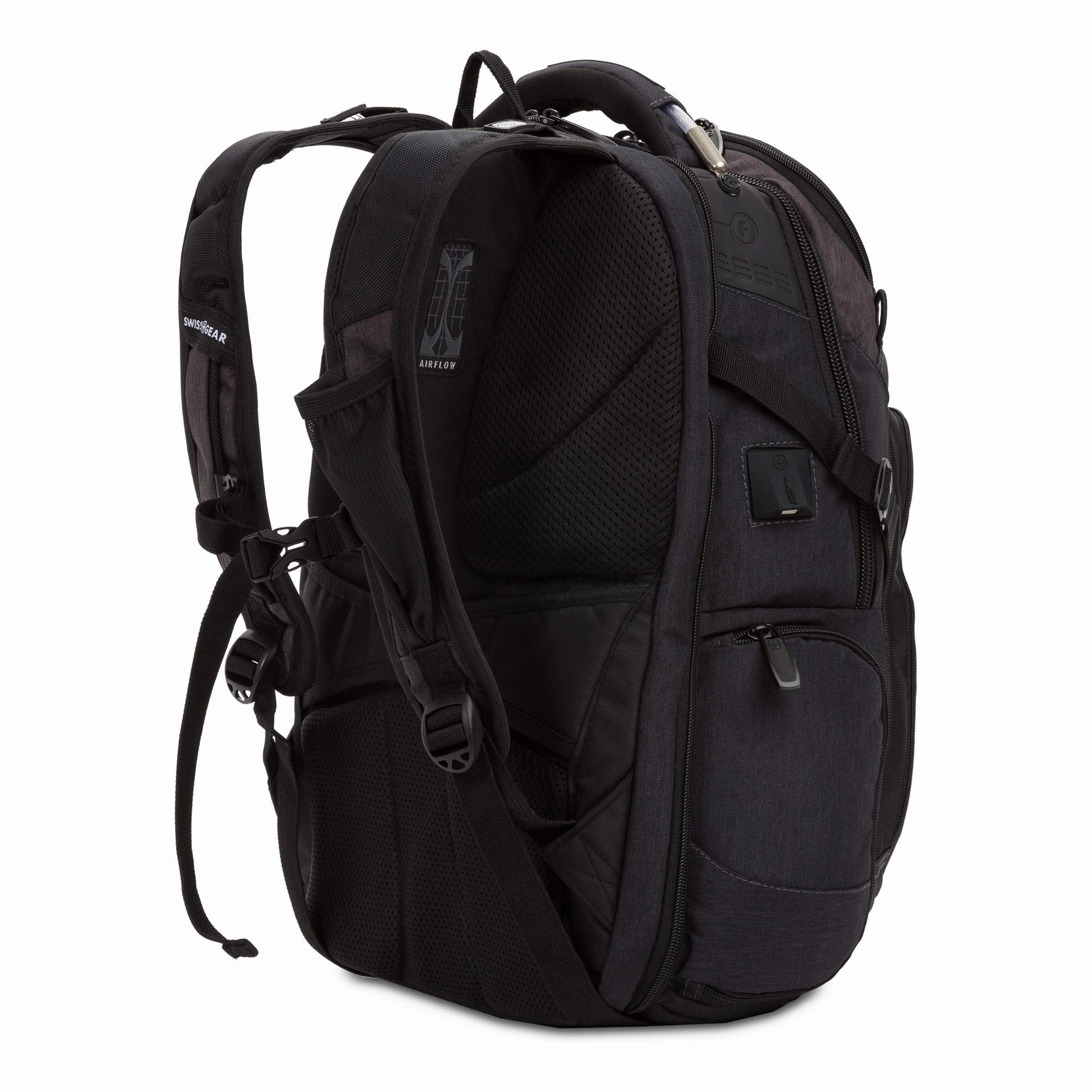 SWISSGEAR SCANSMART TSA School Work and Travel Men's and Women's/Laptop Backpack - Black and Heather Gray