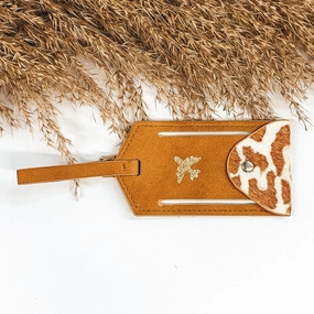 Tan Luggage Tag with Leopard Print