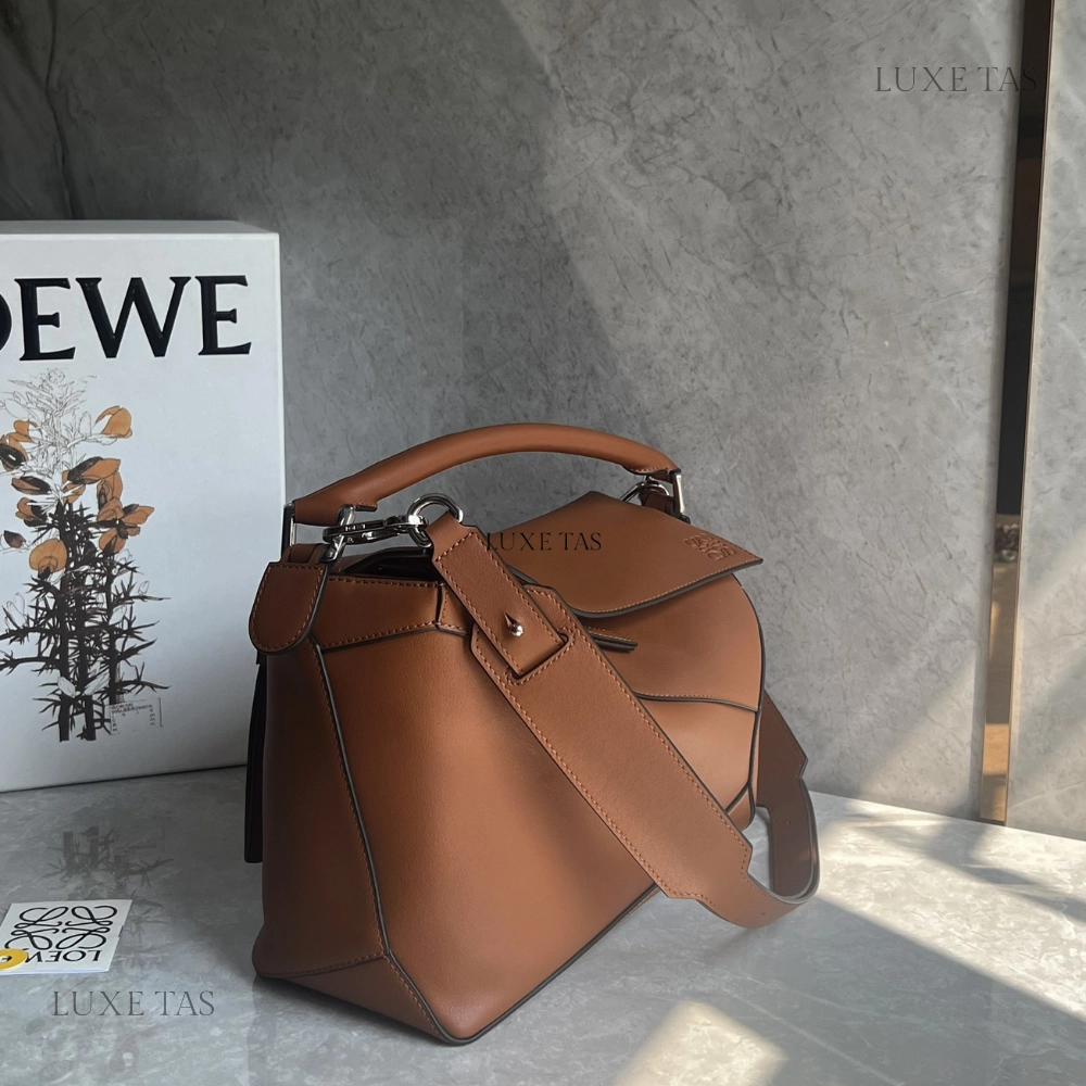 Tan Puzzle Bag In Classic Calfskin Leather Crossbody Bag for Women