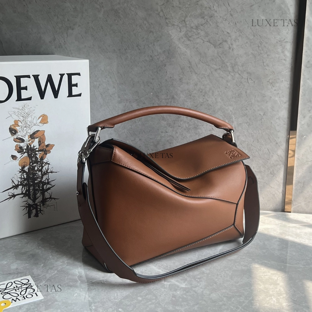 Tan Puzzle Bag In Classic Calfskin Leather Crossbody Bag for Women