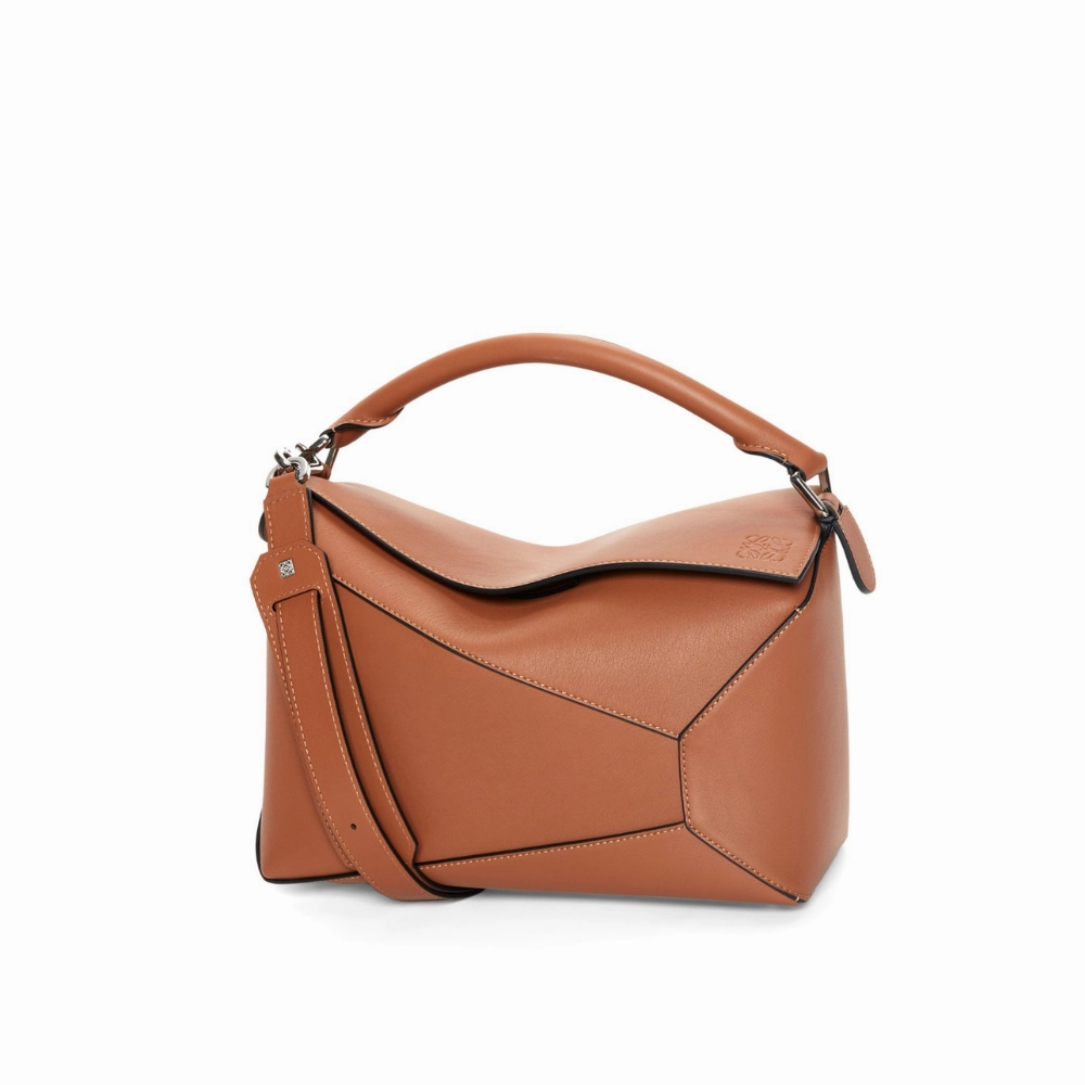 Tan Puzzle Bag In Classic Calfskin Leather Crossbody Bag for Women