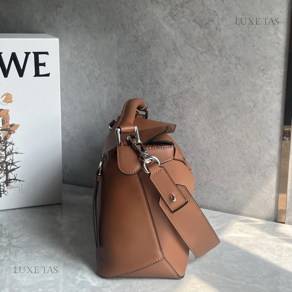 Tan Puzzle Bag In Classic Calfskin Leather Crossbody Bag for Women