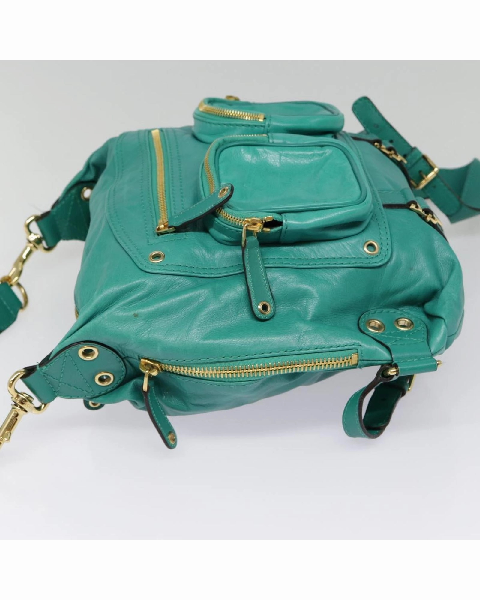 Teal Leather Shoulder Bag