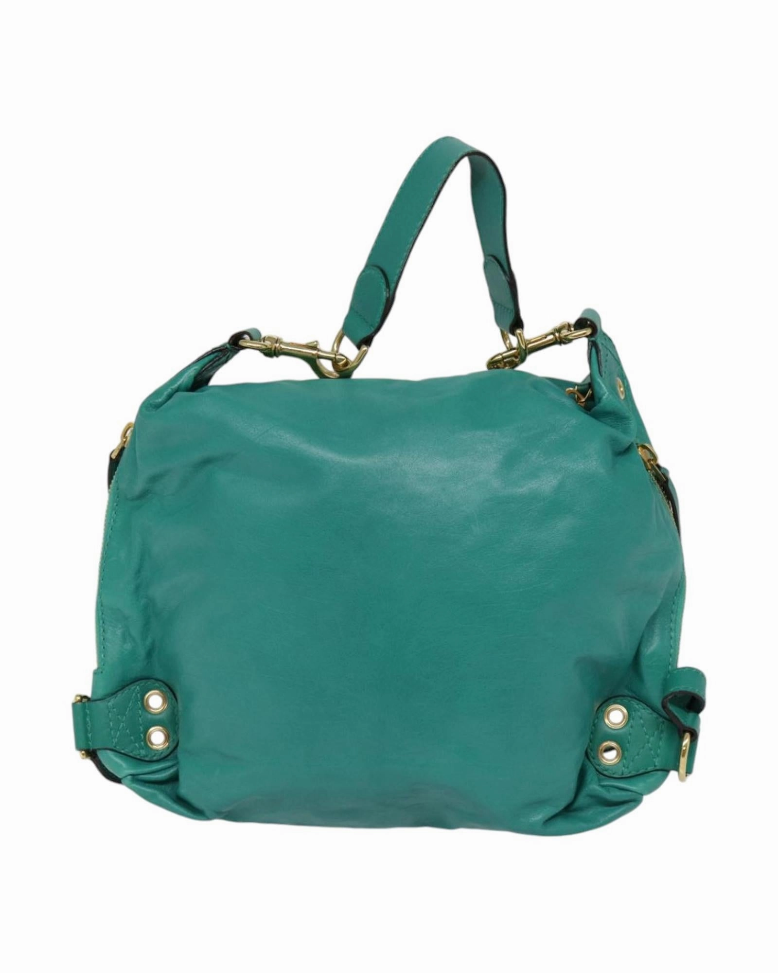 Teal Leather Shoulder Bag