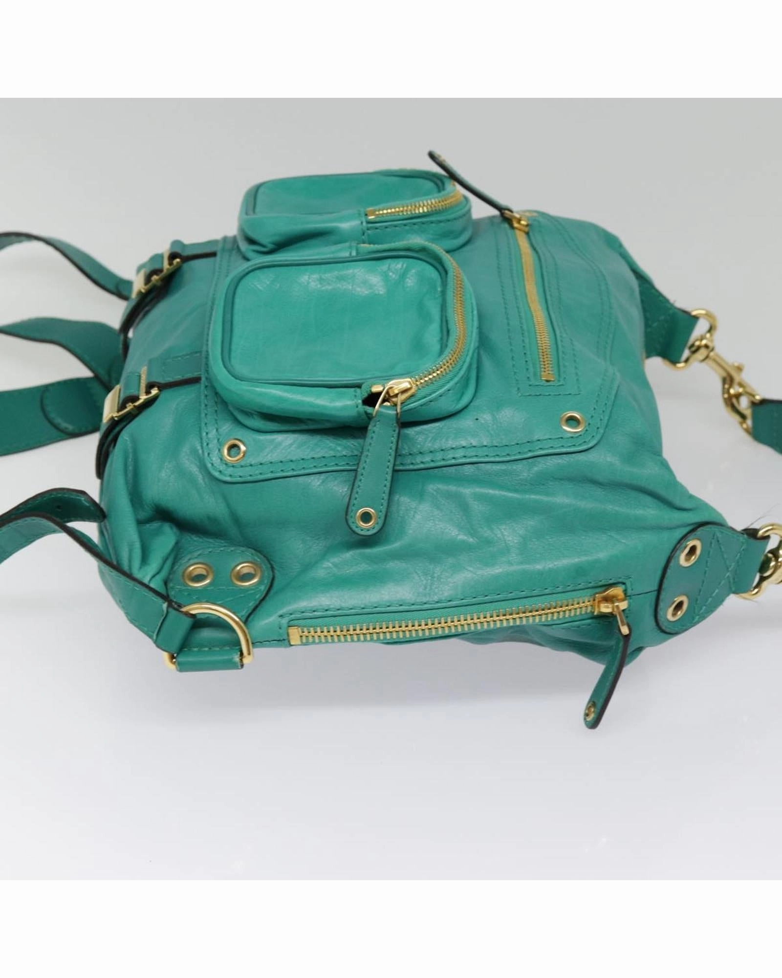 Teal Leather Shoulder Bag
