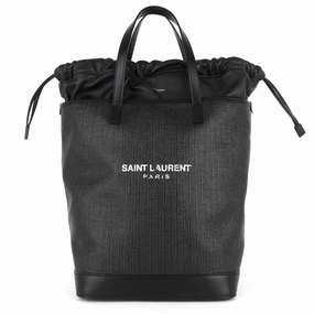 Teddy Medium Canvas and Leather Drawstring Shopping Tote Bag
