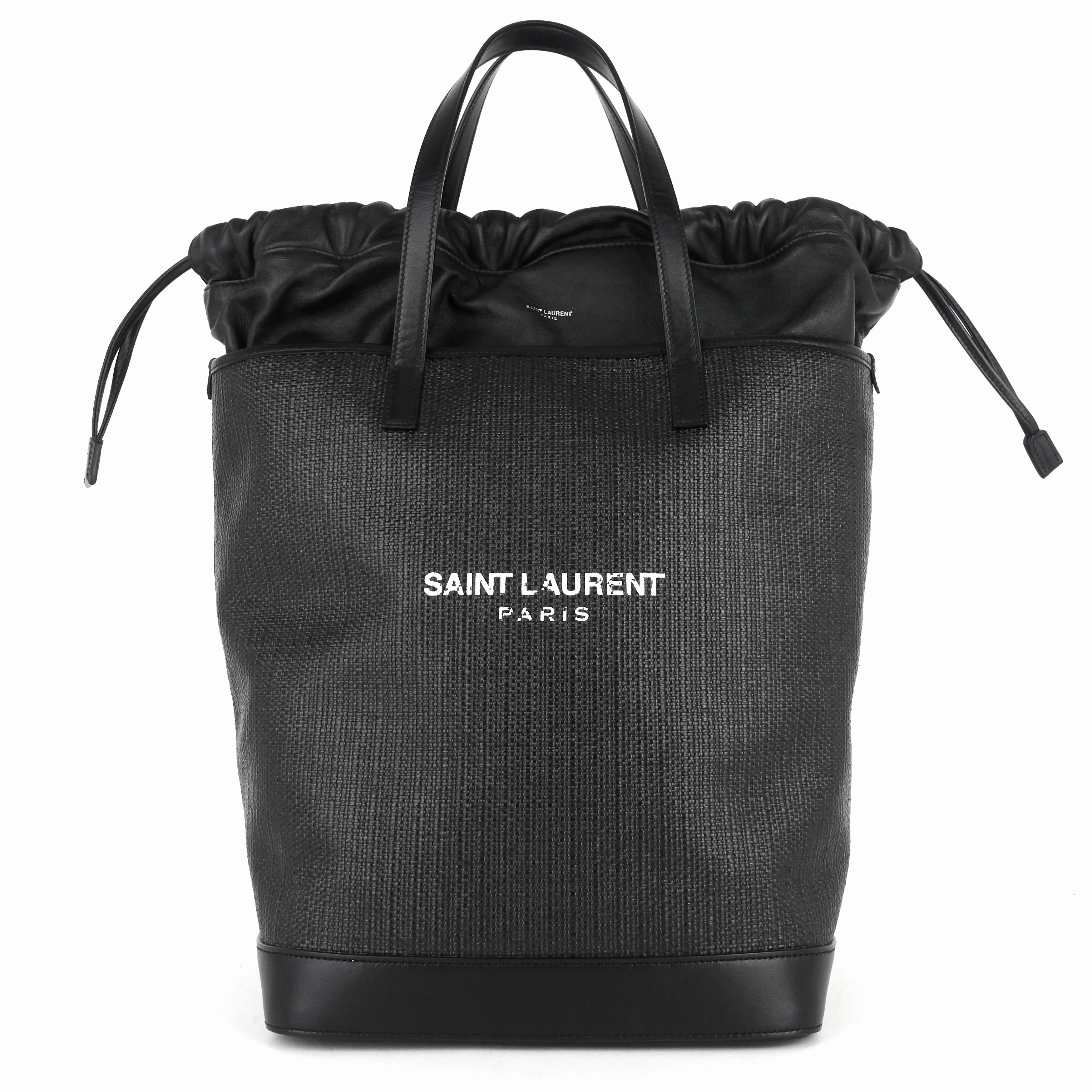 Teddy Medium Canvas and Leather Drawstring Shopping Tote Bag