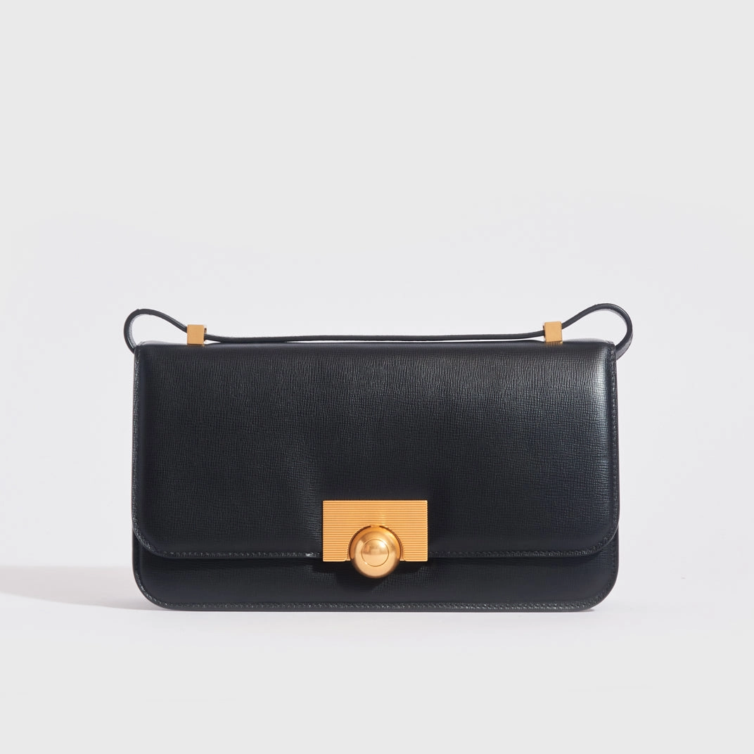 The Classic Small Leather Shoulder Bag in Black