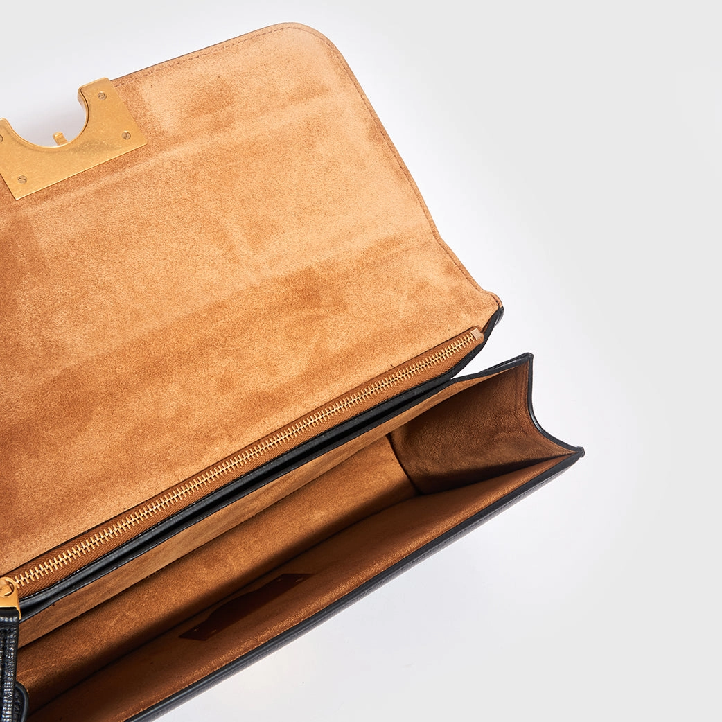 The Classic Small Leather Shoulder Bag in Black