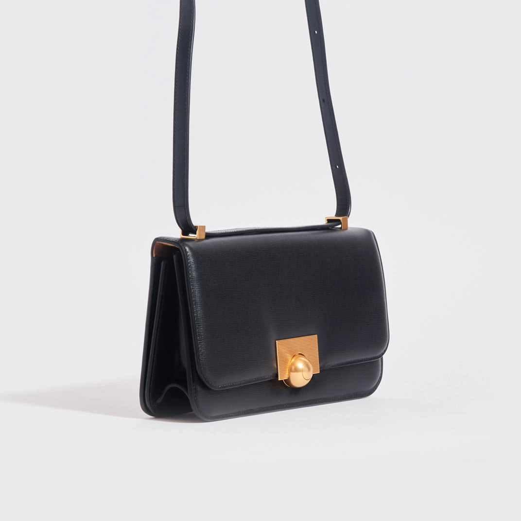 The Classic Small Leather Shoulder Bag in Black