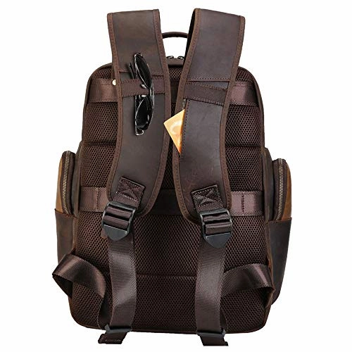 TIDING Leather Backpack 15.6 inch Laptop Backpack Vintage Business Travel Bag Large Capacity School Daypacks with USB Charging Port & YKK Zippers