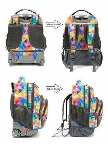 Tilami Rolling Backpack Armor Luggage School Travel Book Laptop 18 Inch Multifunction Wheeled