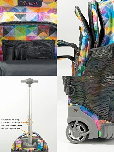 Tilami Rolling Backpack Armor Luggage School Travel Book Laptop 18 Inch Multifunction Wheeled