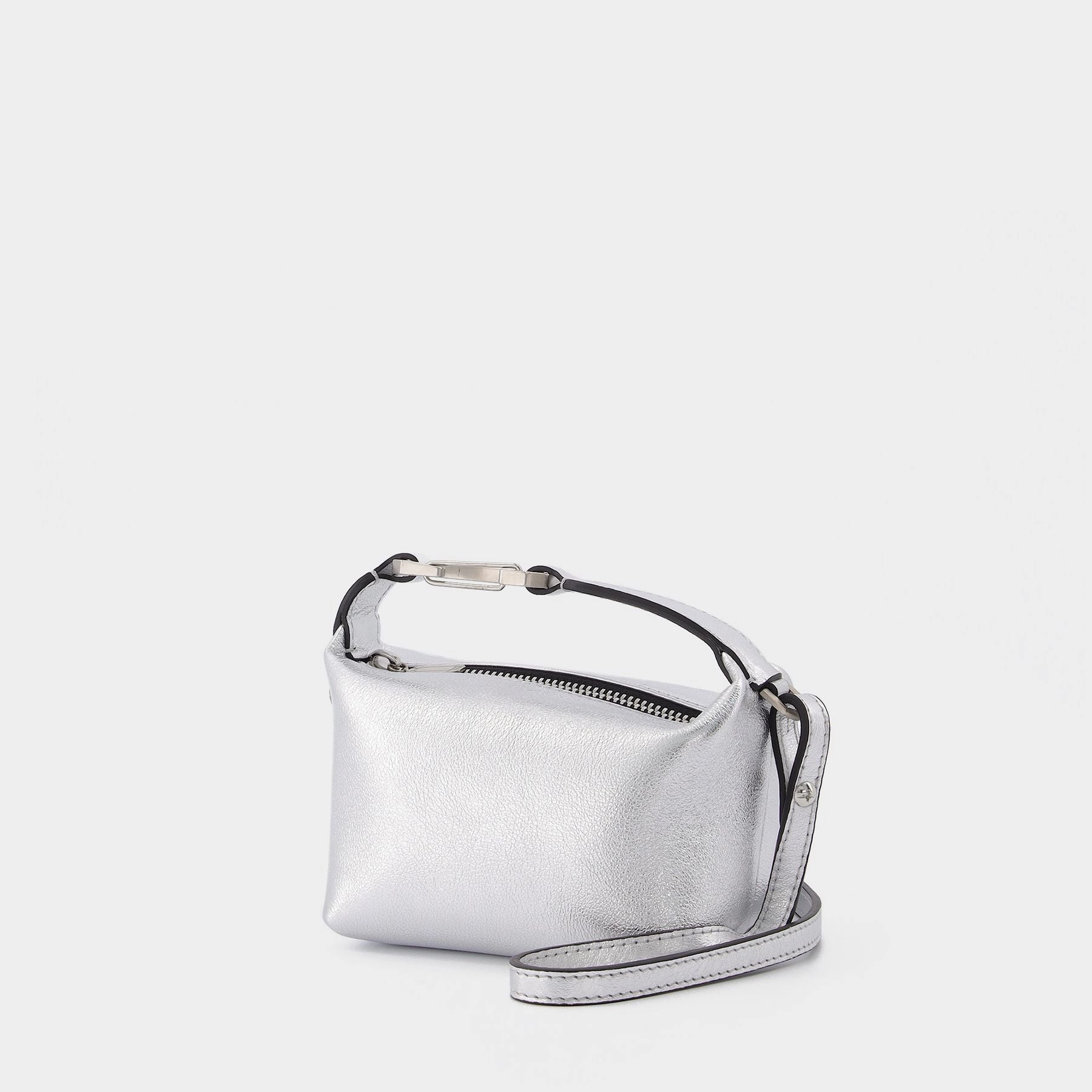 Tiny Moon Bag in Silver Leather