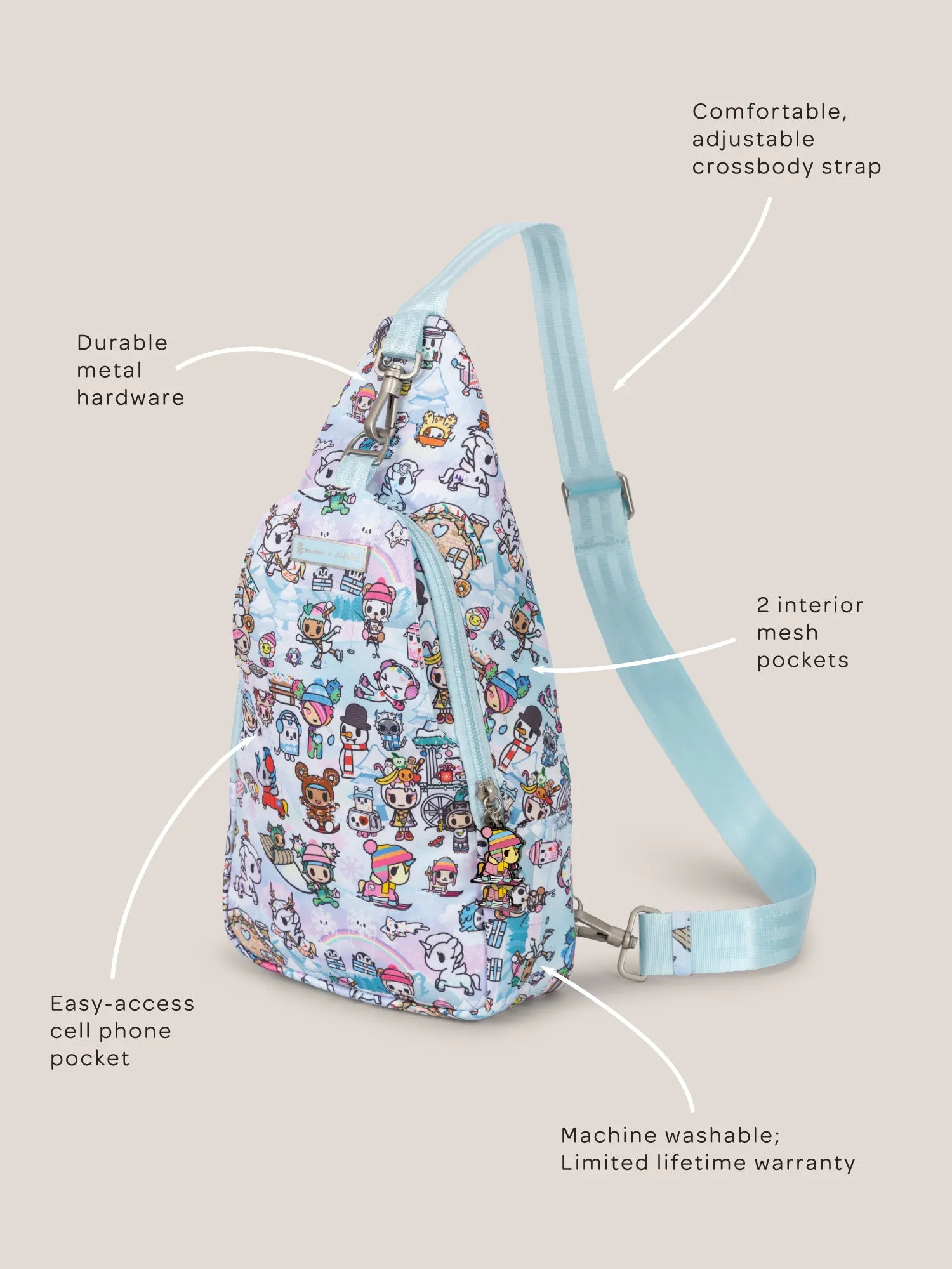 tokidoki Snow Day Crossbody Sling Diaper Bag  Ice Blue