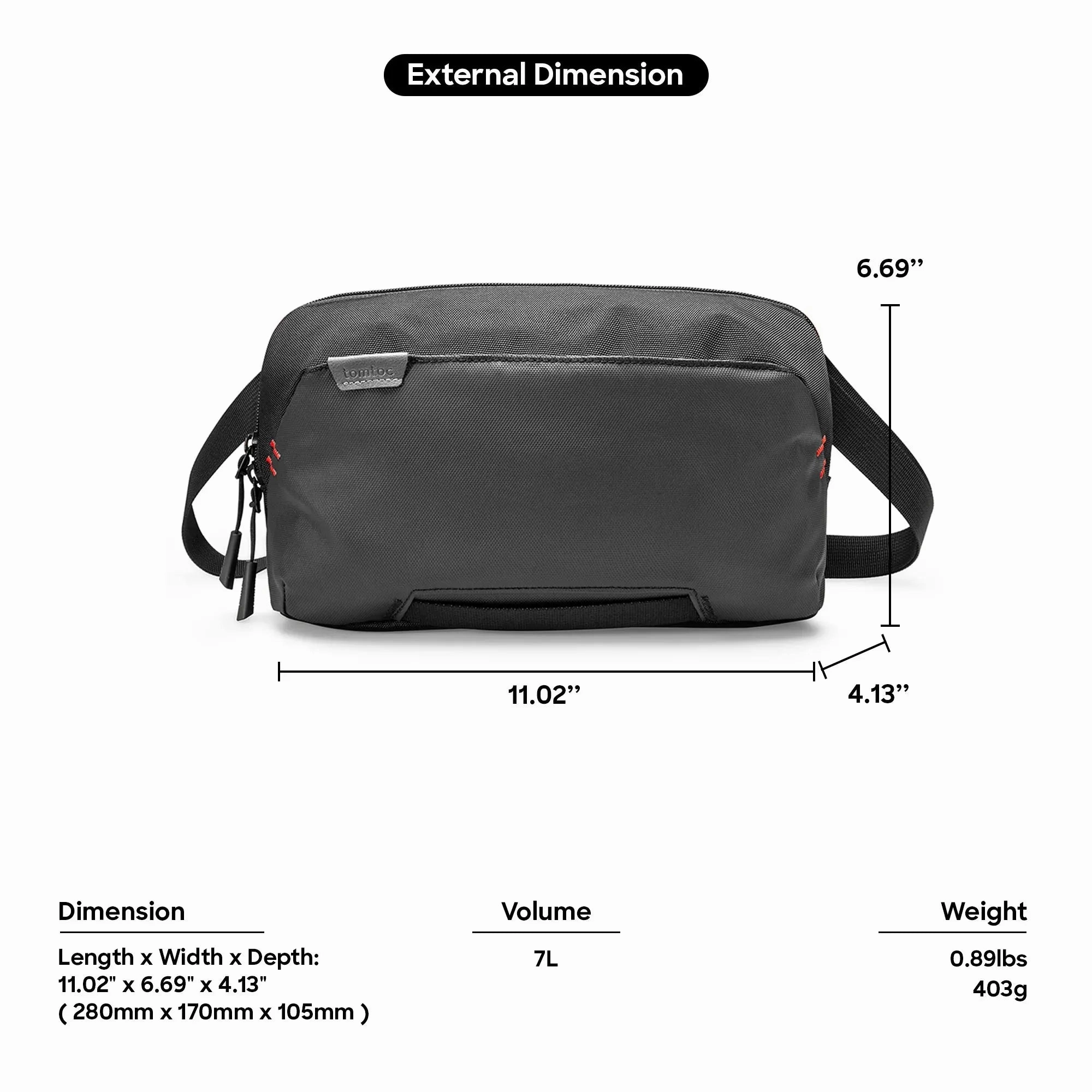 Tomtoc Arccos G42 NS Sling Bag - Black
