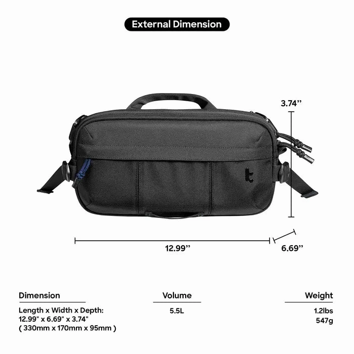 Tomtoc Wander T26 Daily Sling Bag - Black