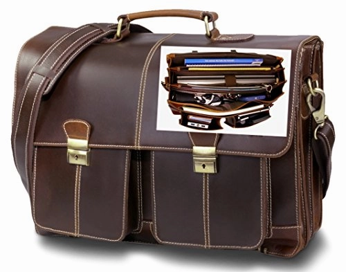 Top Quality Leather Business Briefcase / Messenger Bag / Vintage Full Grain Satchel / 15.6 Inch