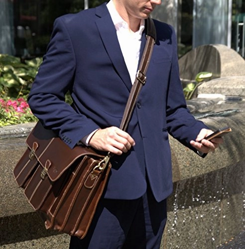 Top Quality Leather Business Briefcase / Messenger Bag / Vintage Full Grain Satchel / 15.6 Inch