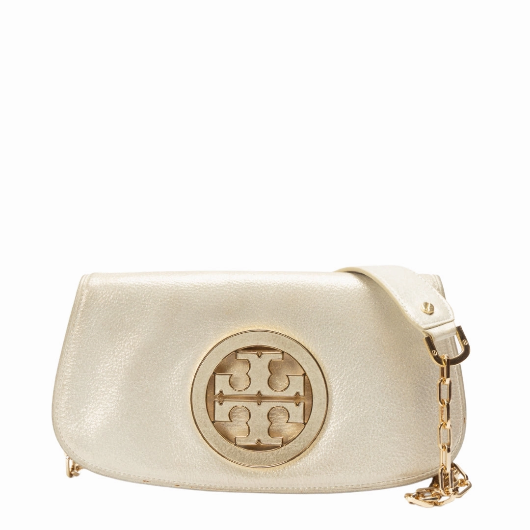 Tory Burch Metallic Leather Logo Crossbody Bag