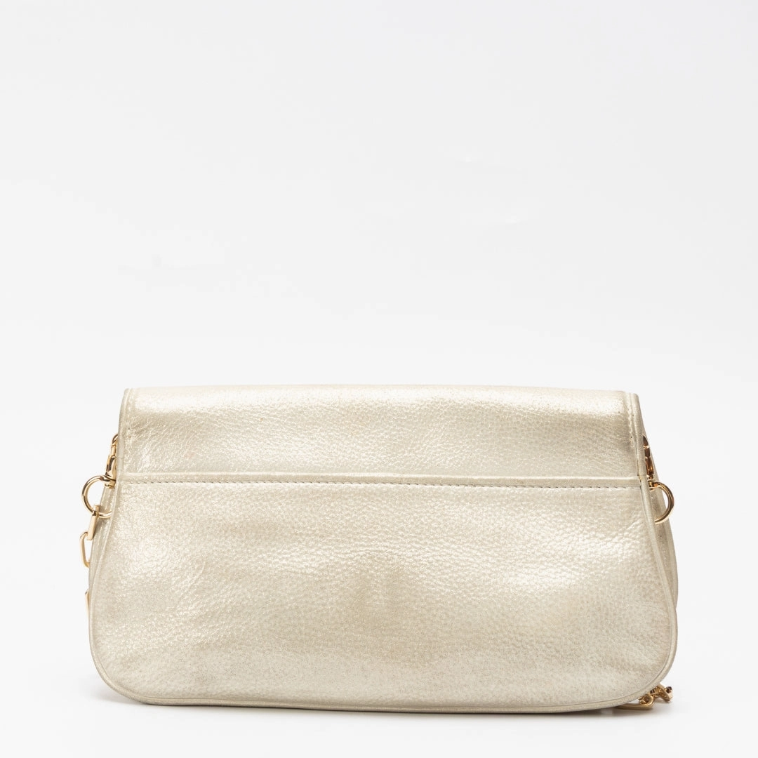 Tory Burch Metallic Leather Logo Crossbody Bag