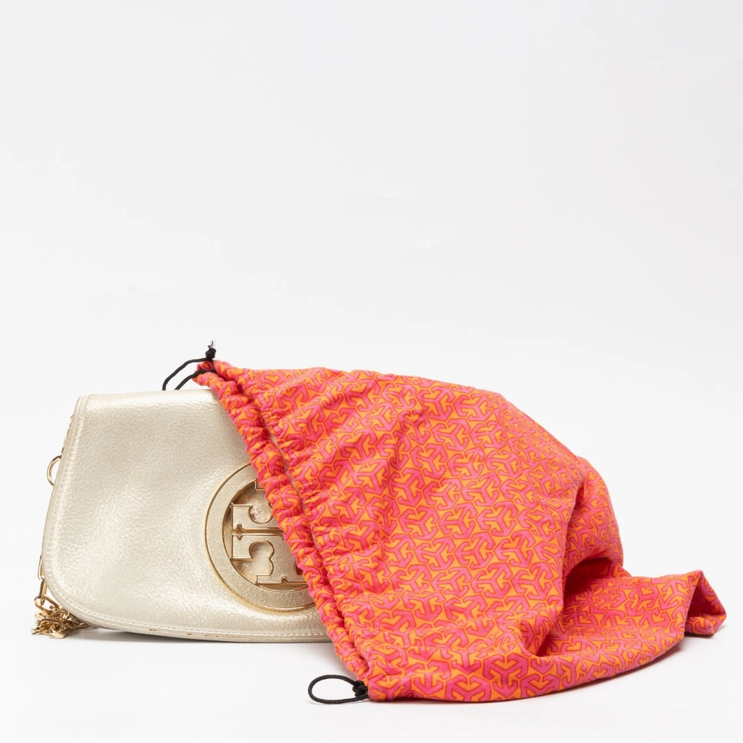 Tory Burch Metallic Leather Logo Crossbody Bag