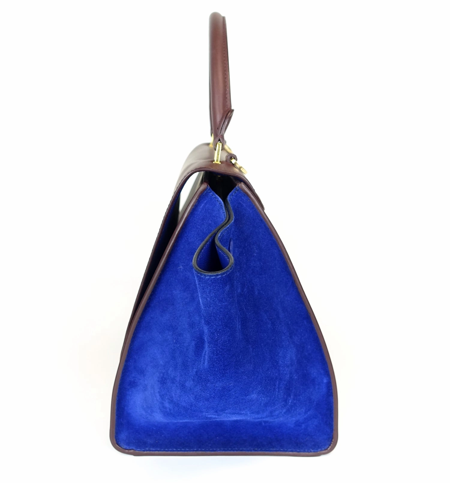 Trapeze Medium Calf Leather and Suede Bicolour Bag