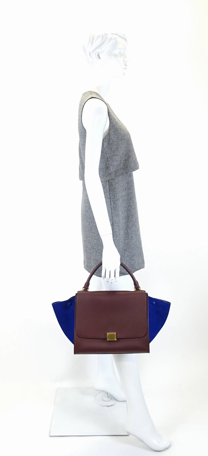 Trapeze Medium Calf Leather and Suede Bicolour Bag